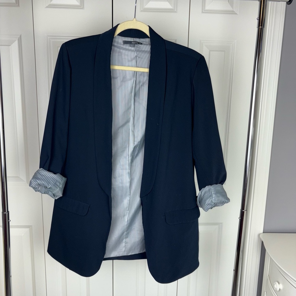 Matty M Navy Blue Blazer with Rolled Sleeves